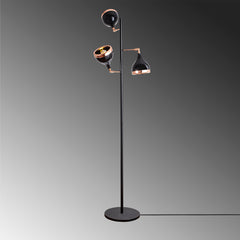 Lampadaire 3 ampoules Lectia H163cm Métal Noir et Or rose