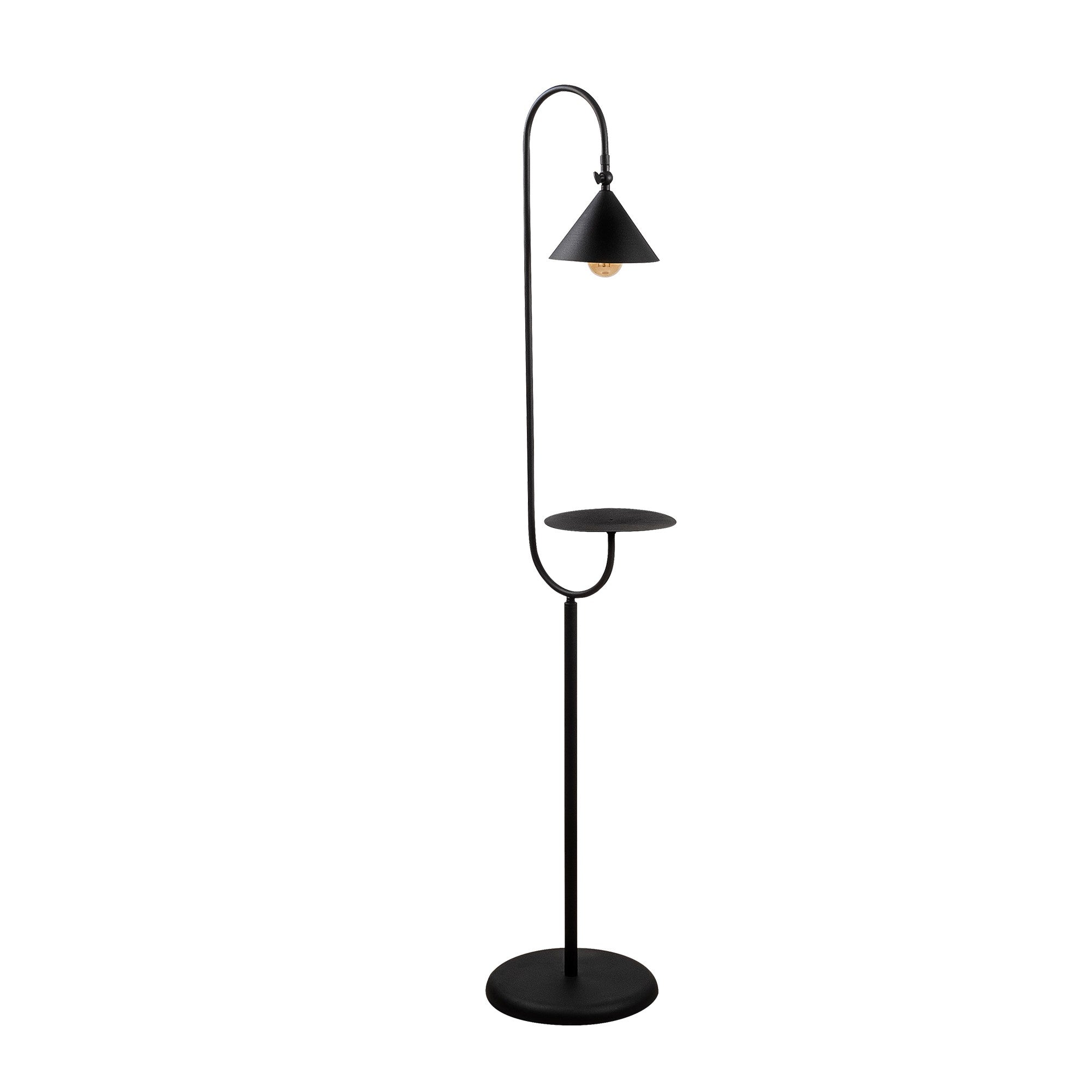 Lampadaire avec tablette Ichiro 155cm Métal Noir et Or