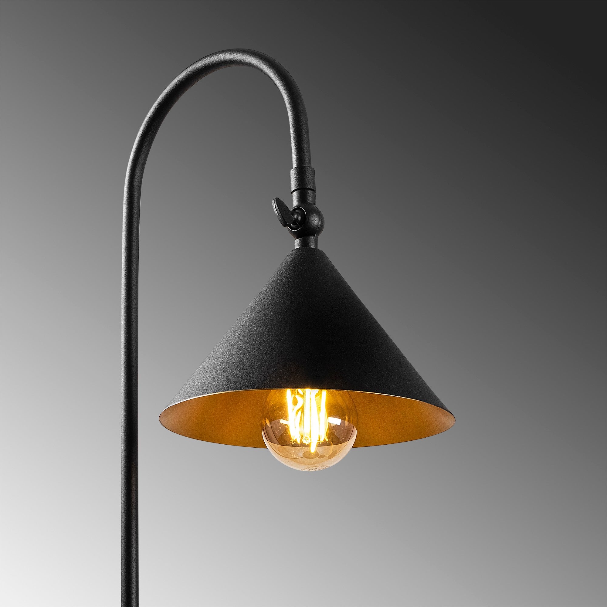 Lampadaire avec tablette Ichiro 155cm Métal Noir et Or