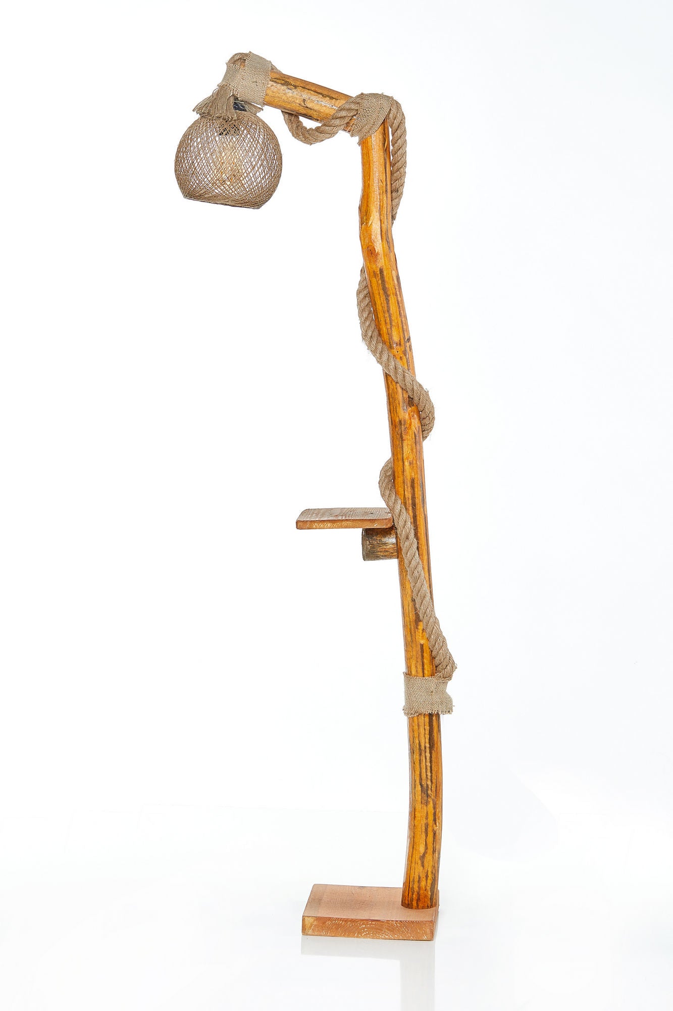 Lampadaire avec tablette Tilia H156cm Bois et Jute Naturel