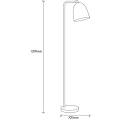 Lampadaire cloche Karen 120cm Métal martelé Noir