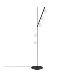 Lampadaire design Blewit H167cm Métal Noir et Verre Blanc