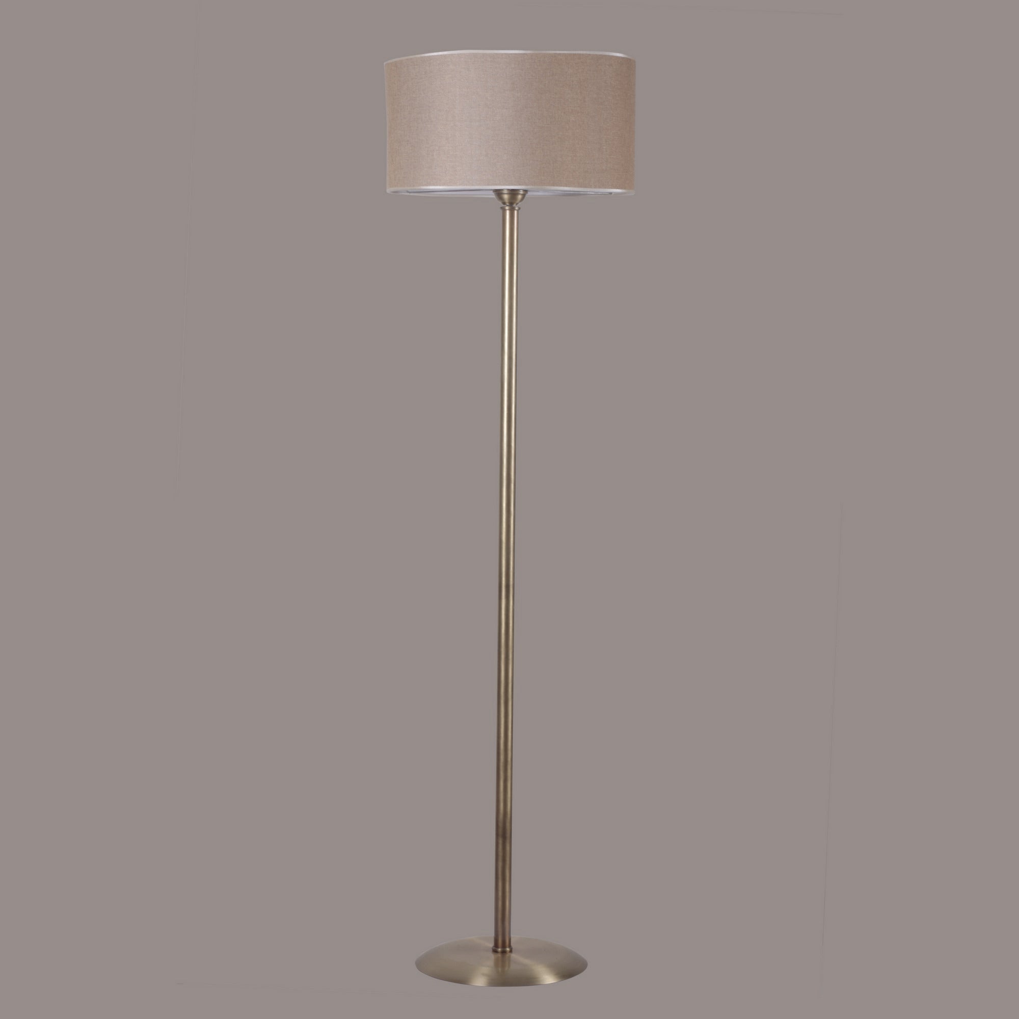 Lampadaire Genzo 155cm Tissu Beige et Métal Or antique