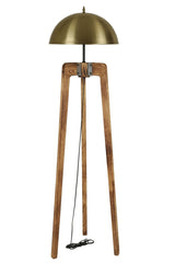 Lampadaire Lachlan H170cm Bois massif Naturel et Métal Or