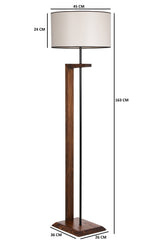 Lampadaire Soleta H163cm Bois massif Naturel et Tissu Blanc