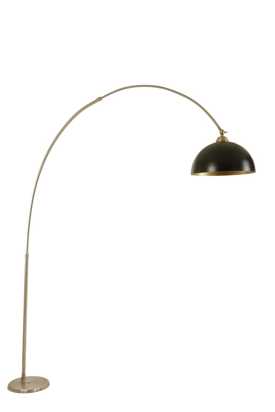 Lampadaire télescopique réglable Arcupole 155cm Métal Noir et Or antique