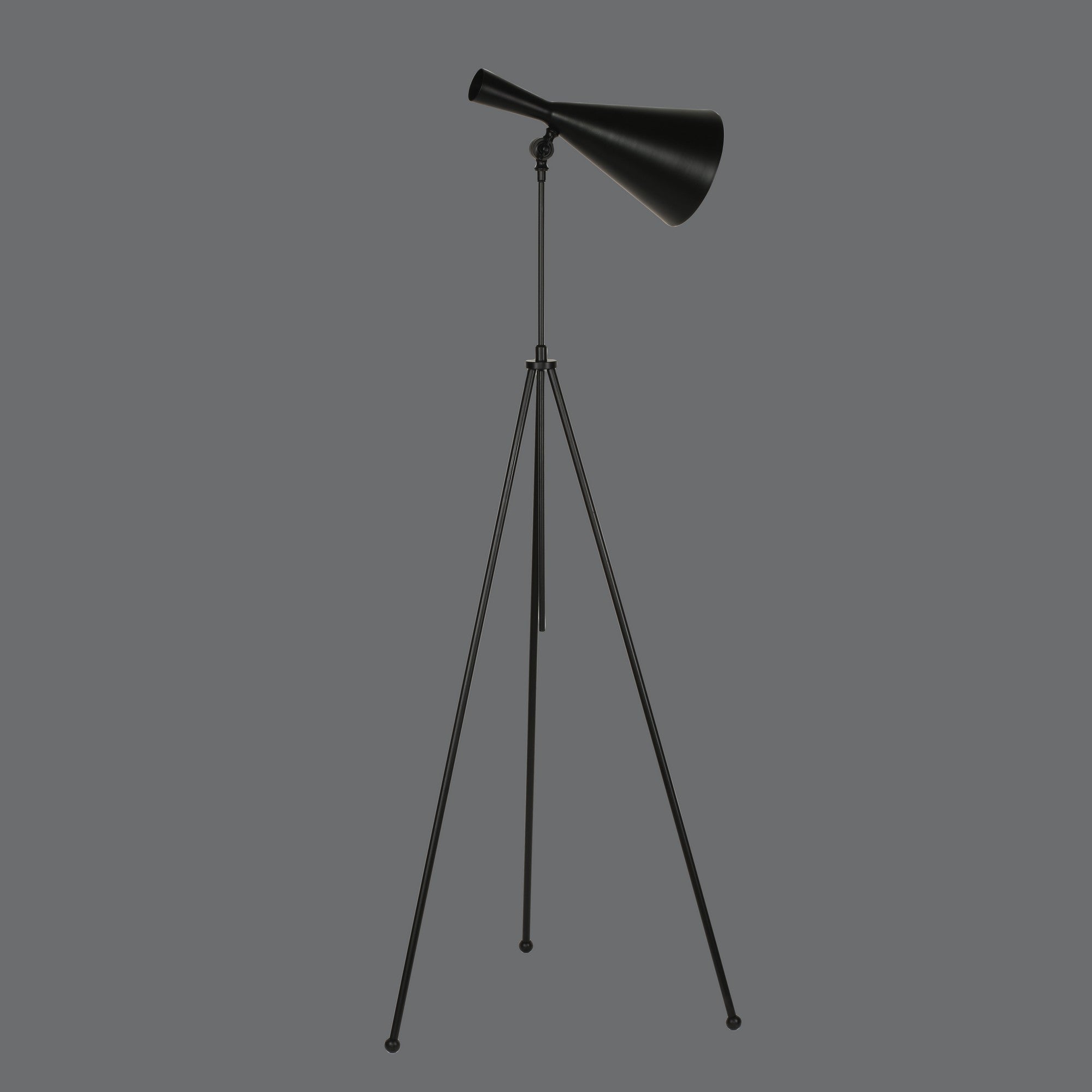 Lampadaire trépied mégaphone orientable Haruka 175cm Métal Noir