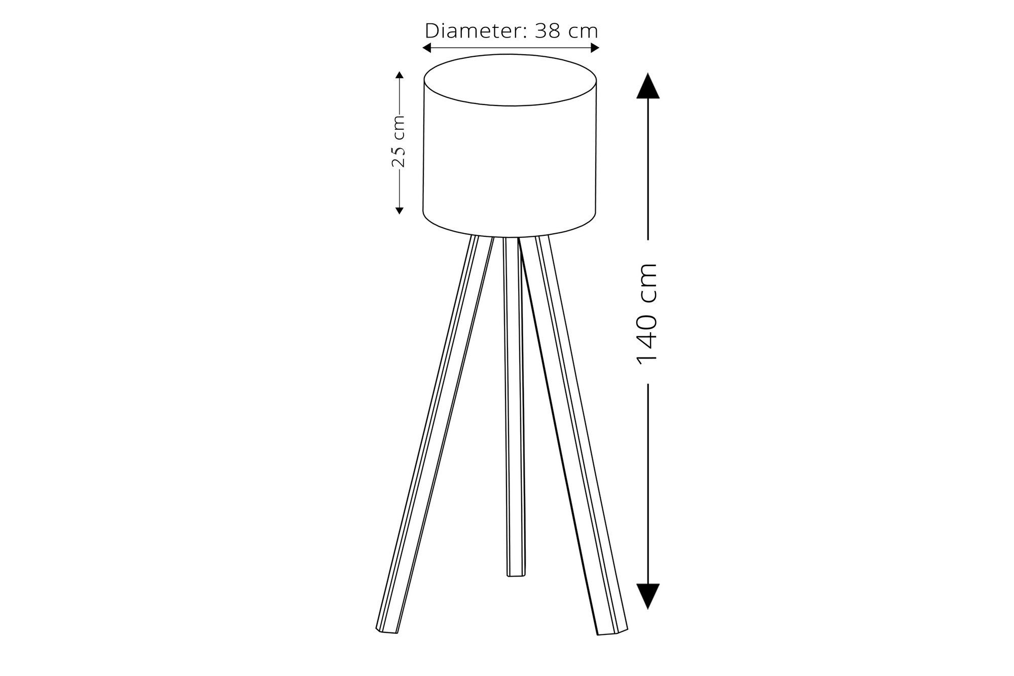 Lampadaire Tympanum trépied Bois Blanc Crème et Noir