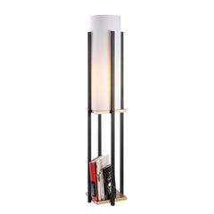 Lampadaire Ulkody 130cm Métal Noir et Or et Tissu Blanc