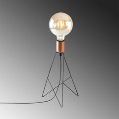 Lampe à poser 1 globe Pylon 35cm Métal Noir et Or rose