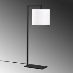 Lampe à poser abat-jour support L Tympanum 65cm Métal Noir et Tissu Blanc