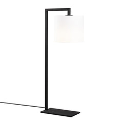 Lampe à poser abat-jour support L Tympanum 65cm Métal Noir et Tissu Blanc