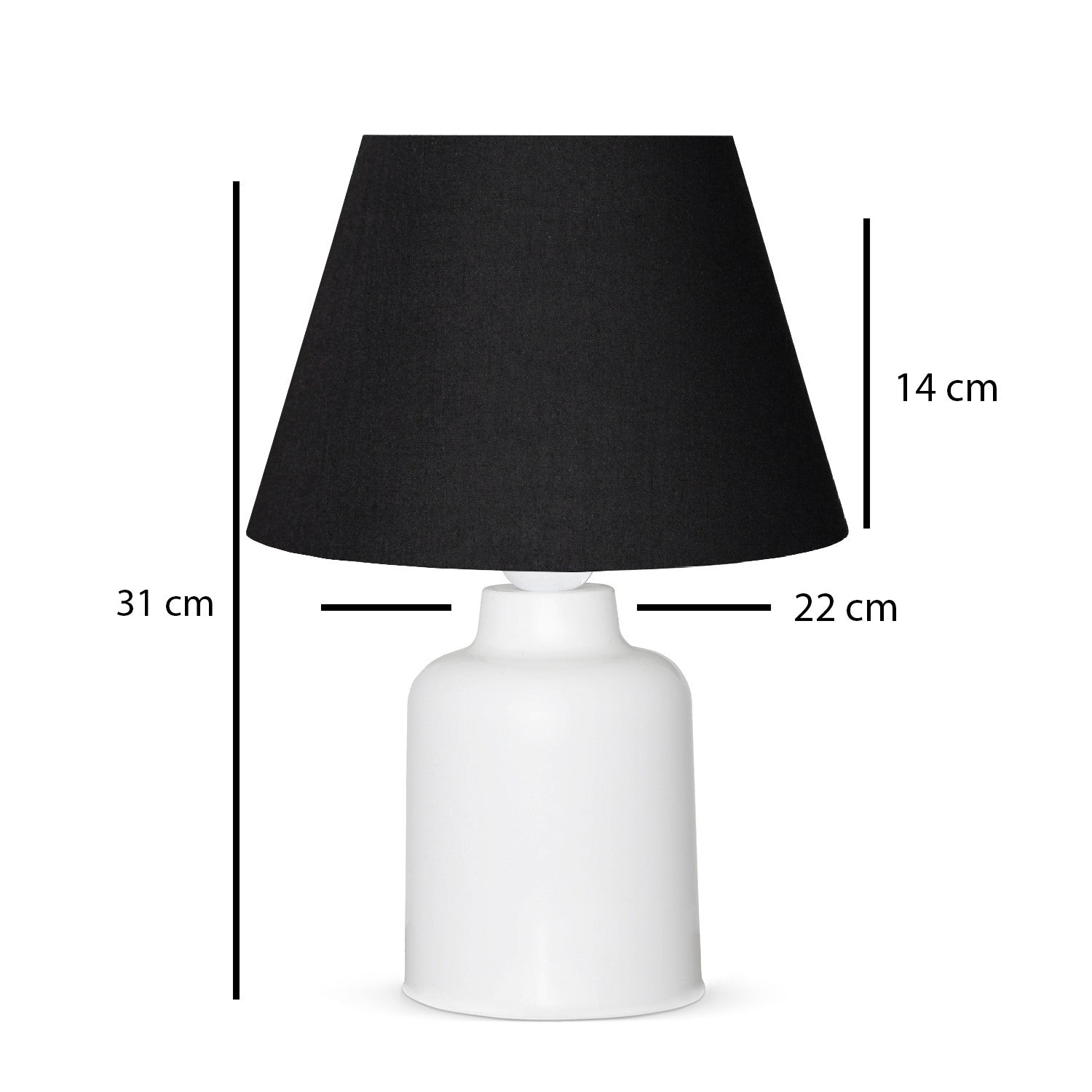 Lampe à poser Akya H31cm Blanc et Tissu Noir