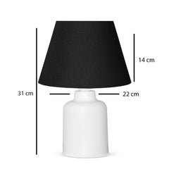 Lampe à poser Akya H31cm Blanc et Tissu Noir