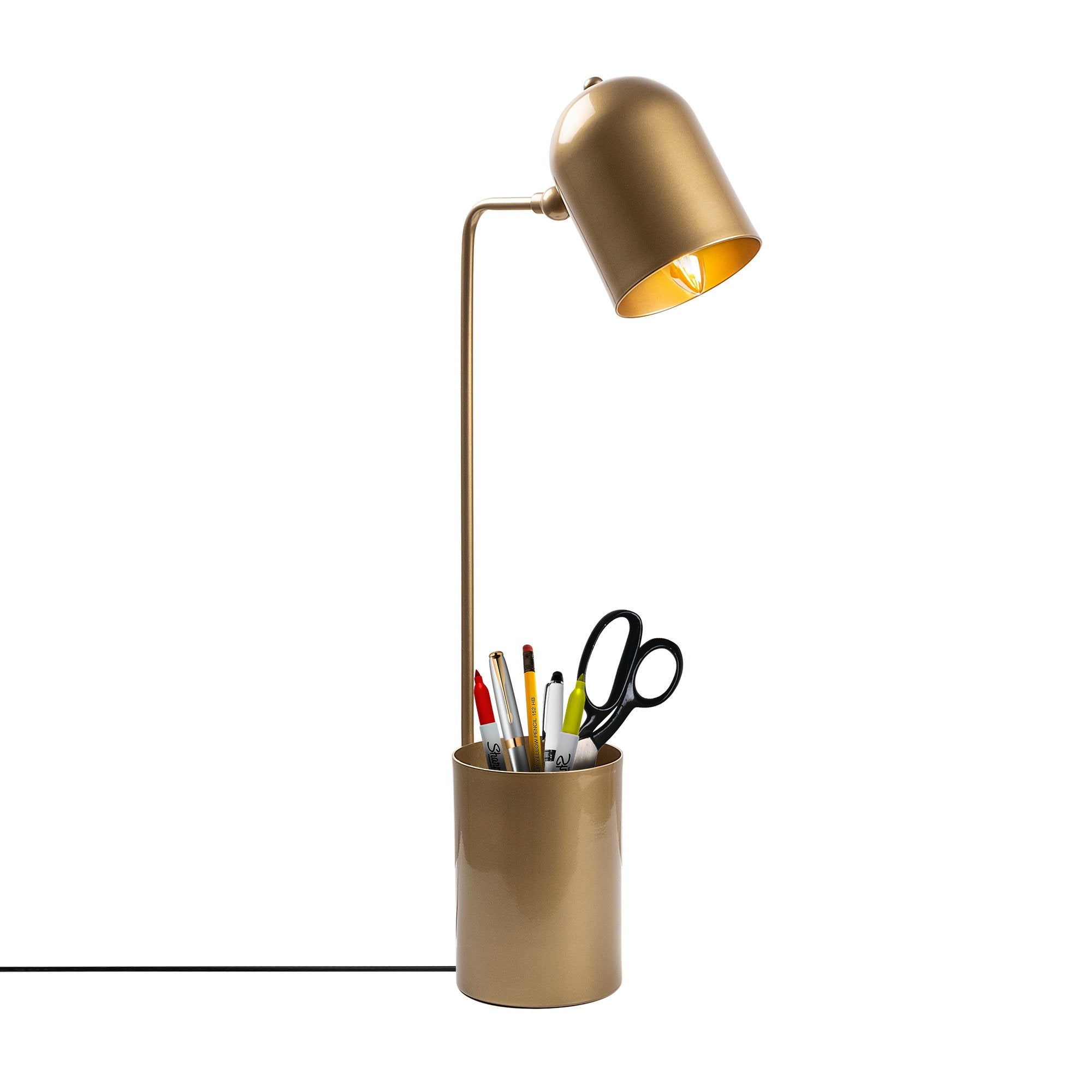 Lampe à poser avec porte stylos Lynton H64cm Métal Or