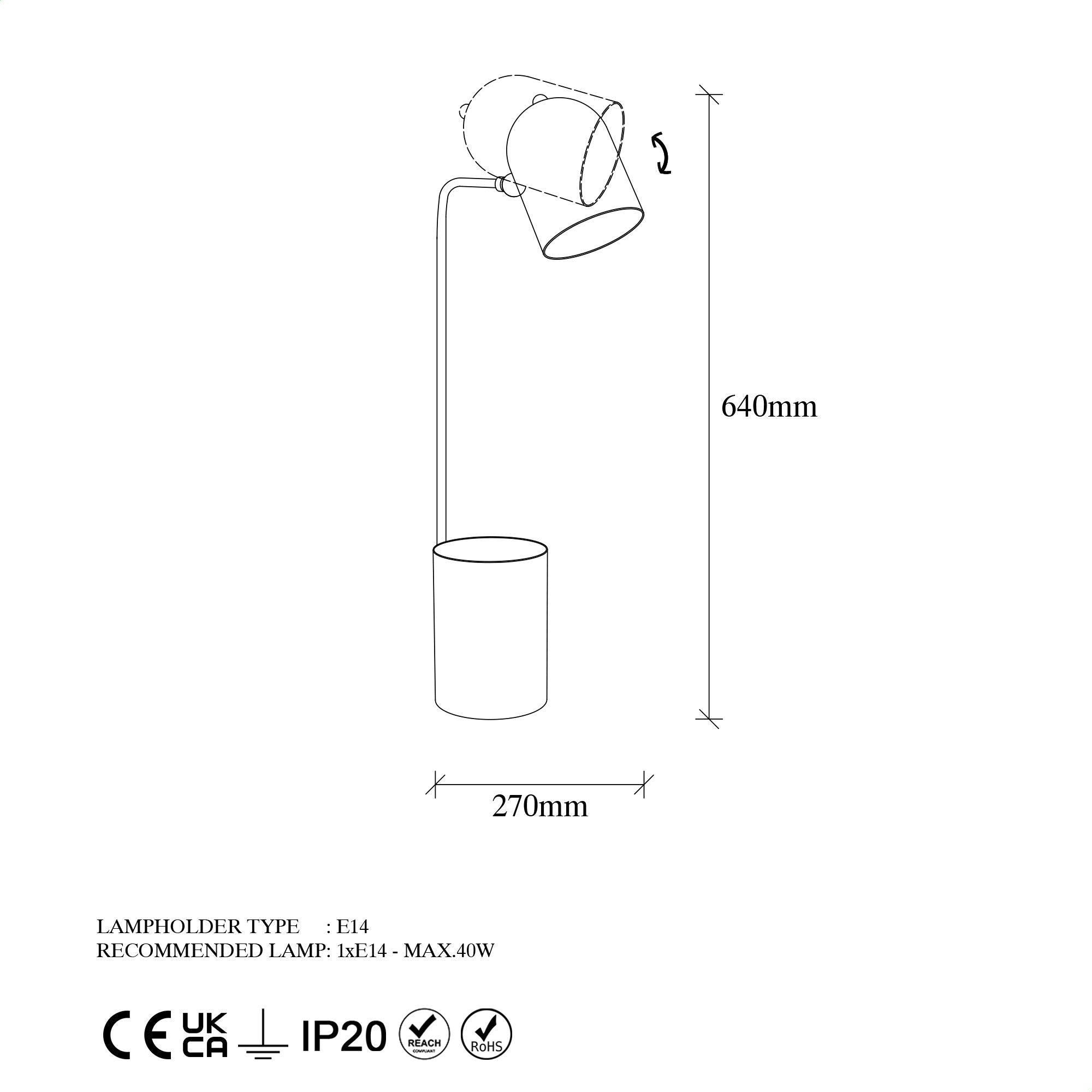 Lampe à poser avec porte stylos Lynton H64cm Métal Or