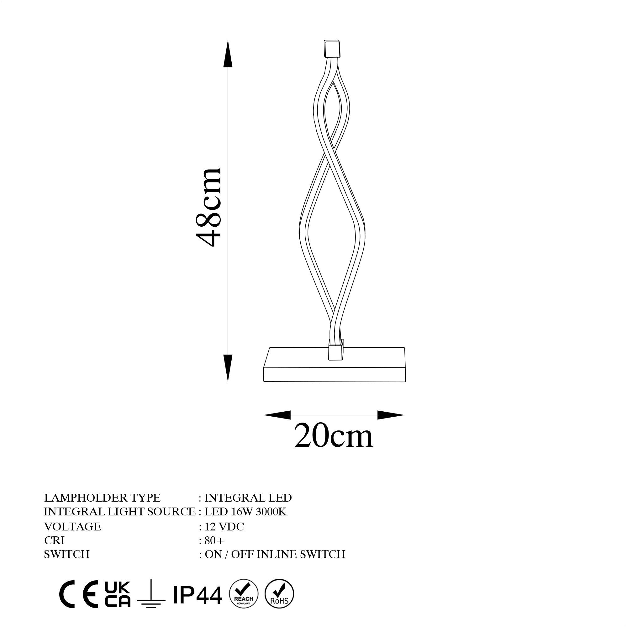 Lampe à poser Bondar H49cm Métal Noir et LED Blanc