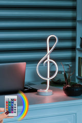 Lampe à poser design clé de sol Ludwig H47cm Métal Blanc et LED Multicolore