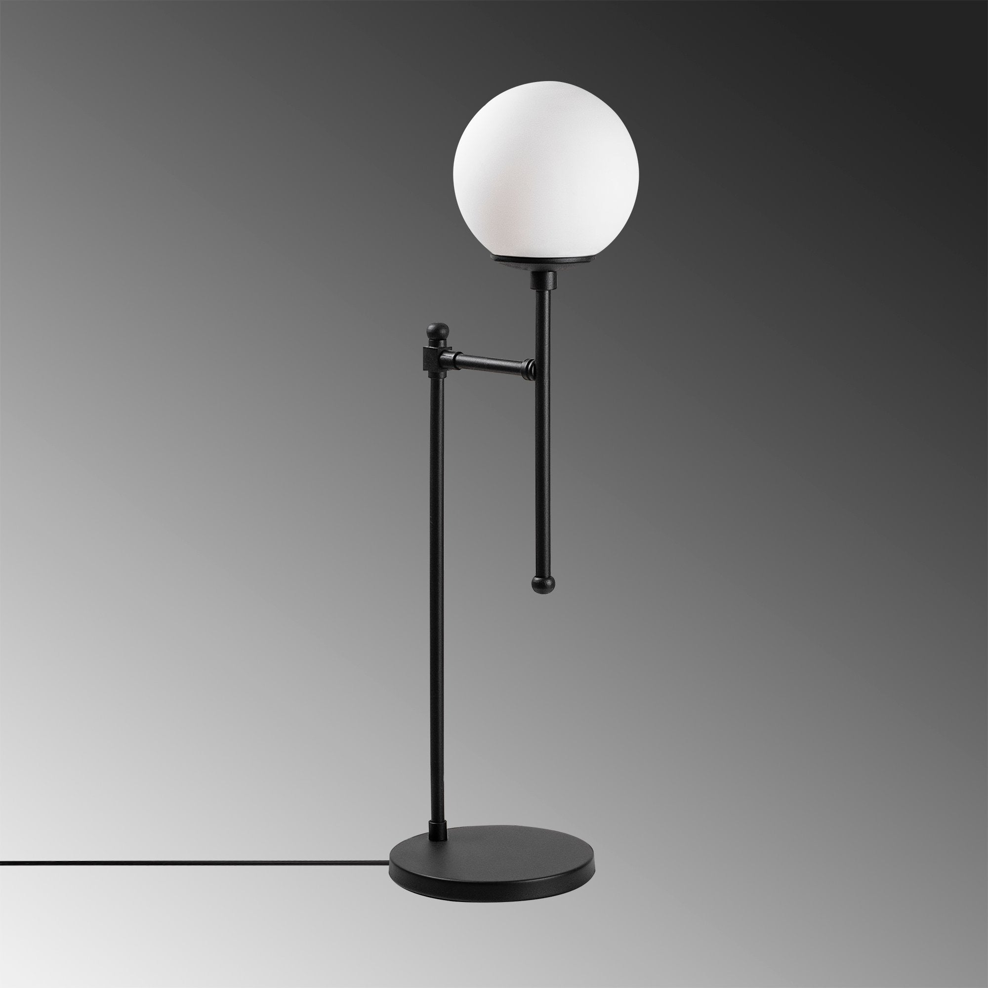 Lampe à poser design Piana Métal Noir et Verre fumé Blanc