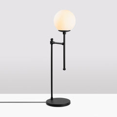 Lampe à poser design Piana Métal Noir et Verre fumé Blanc