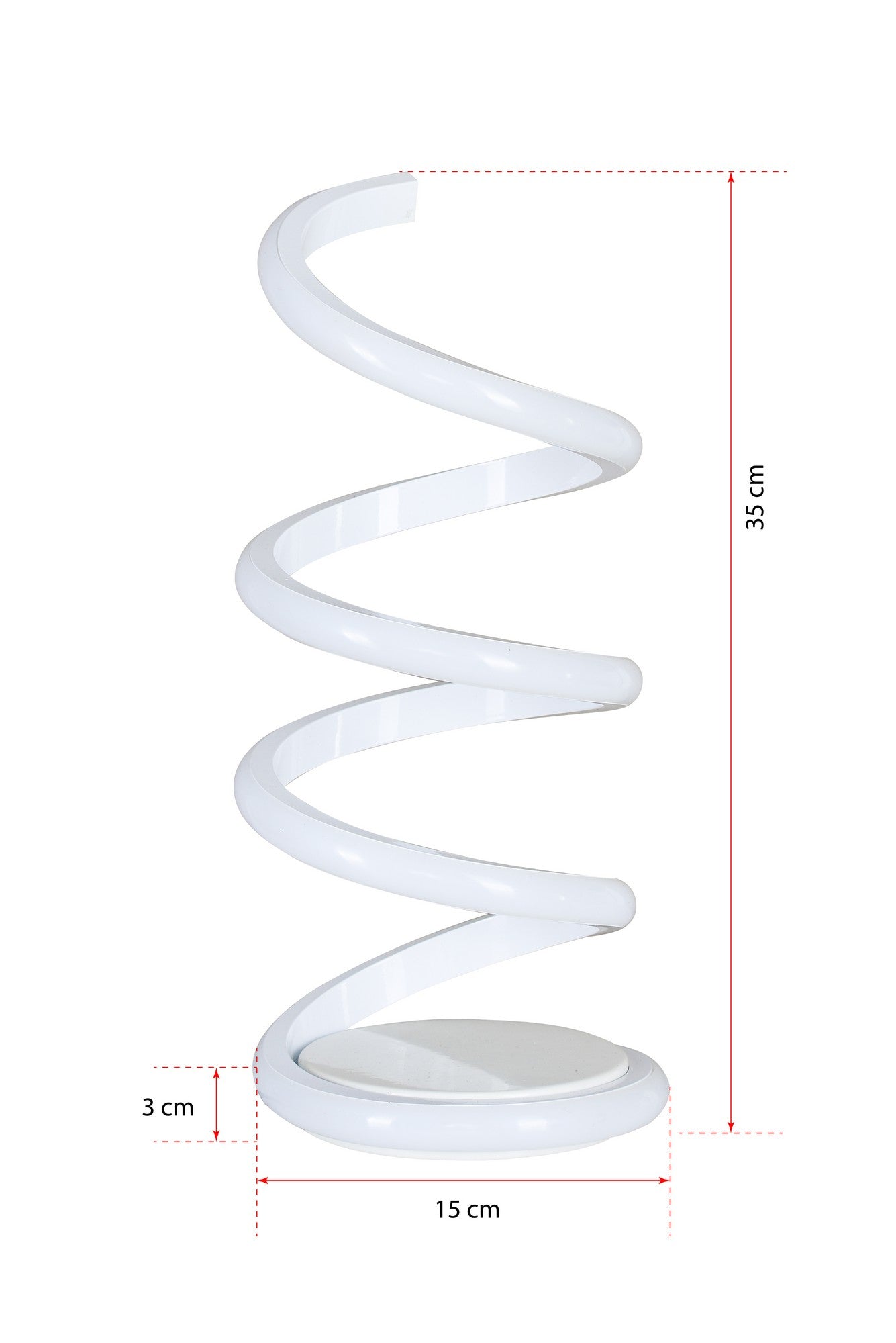 Lampe à poser design spiral Jonc H35cm Métal Blanc et LED Multicolore