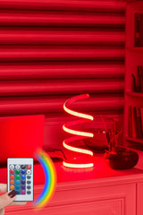 Lampe à poser design spiral Jonc H35cm Métal Blanc et LED Multicolore