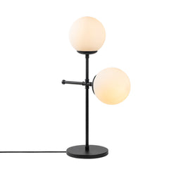 Lampe à poser deux globes Crucium H55 cm Métal Verre Noir Opale