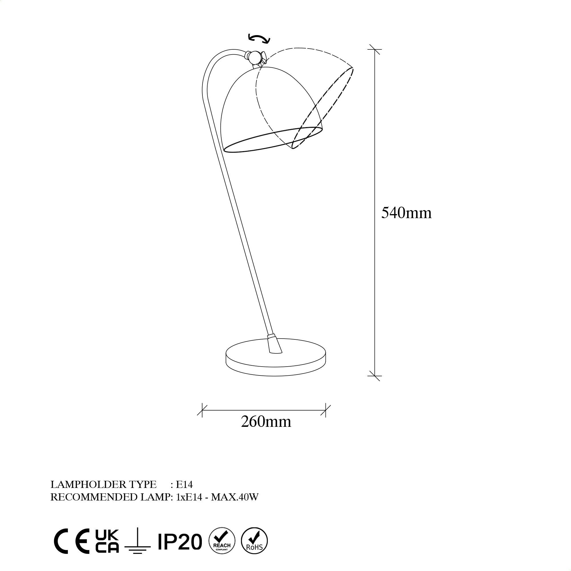 Lampe à poser Eze H54cm Métal Noir et Or