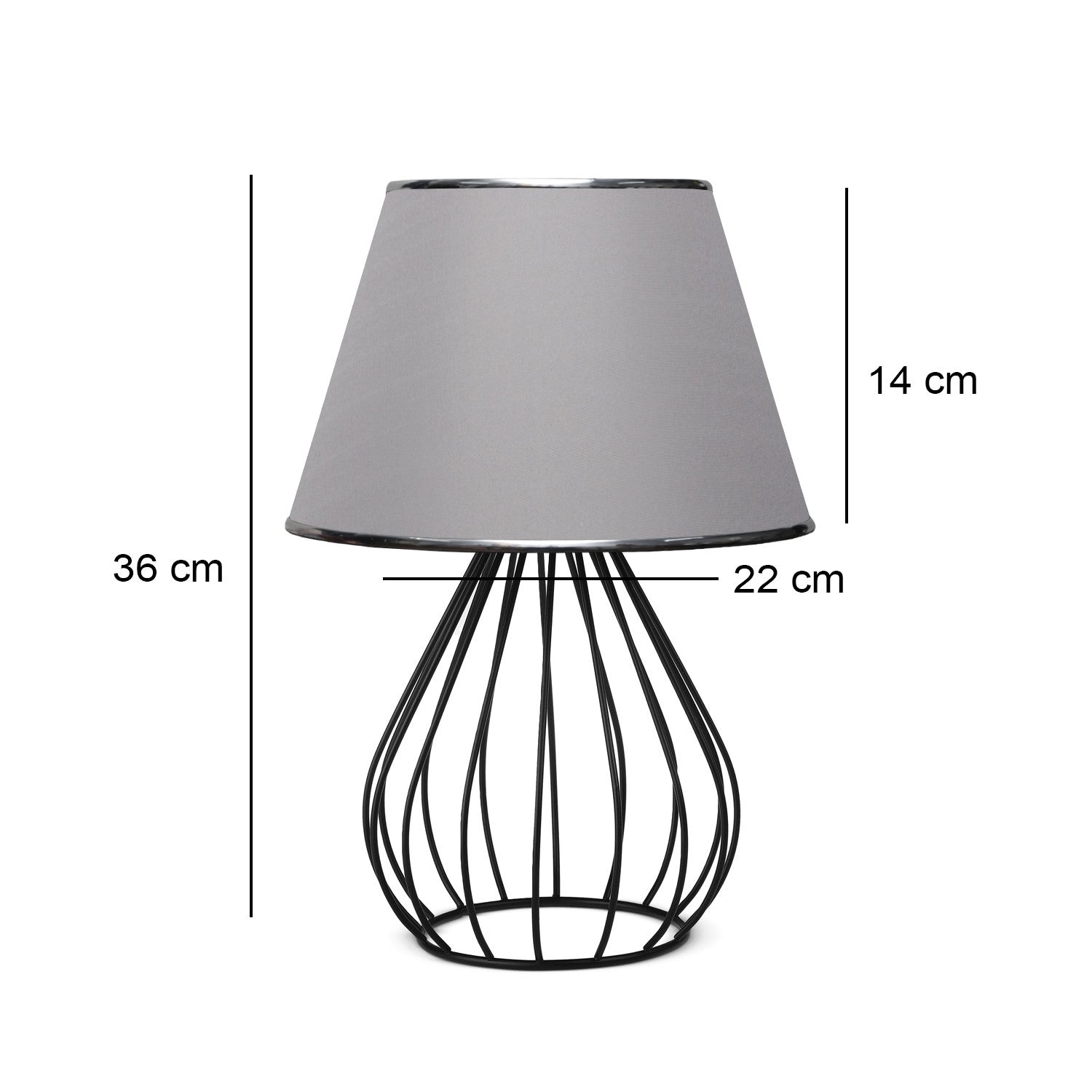 Lampe à poser filaire Talus H36cm Métal Noir et Tissu Gris