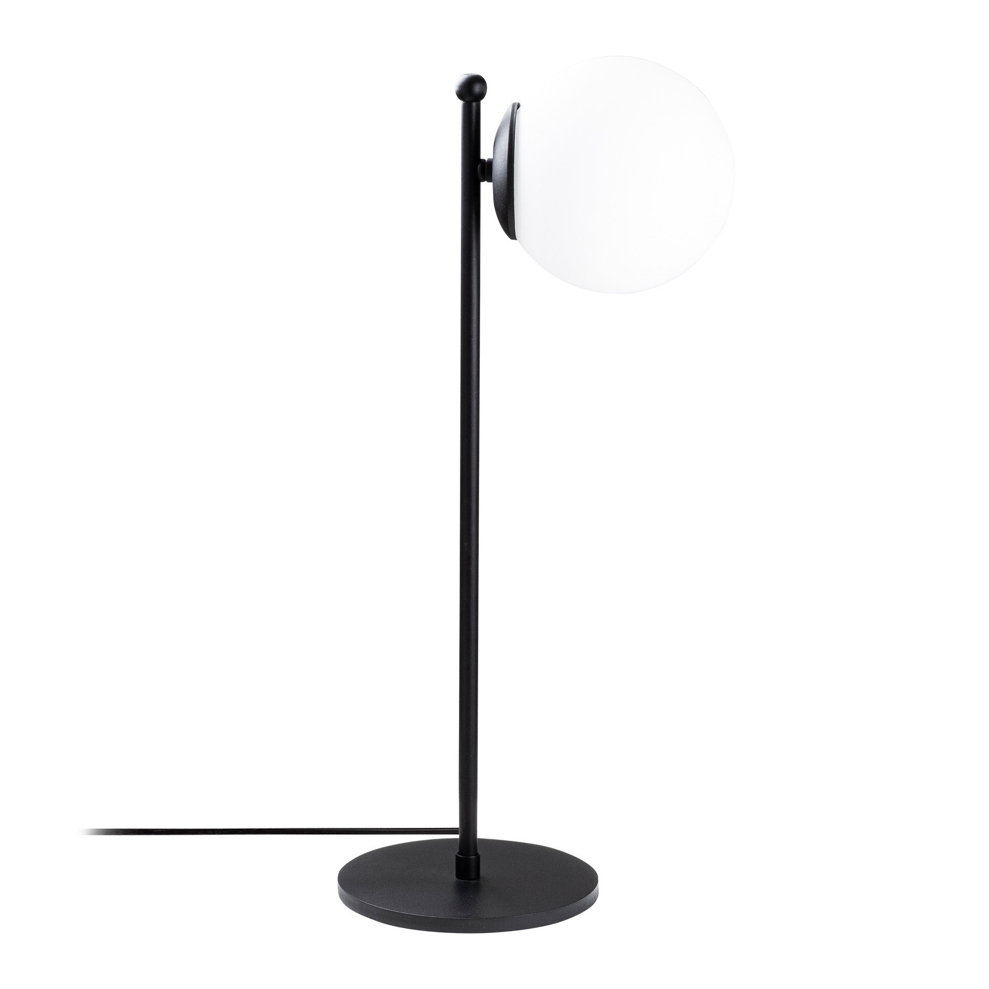 Lampe à poser globe Crucium 56cm Verre Blanc et Métal Noir