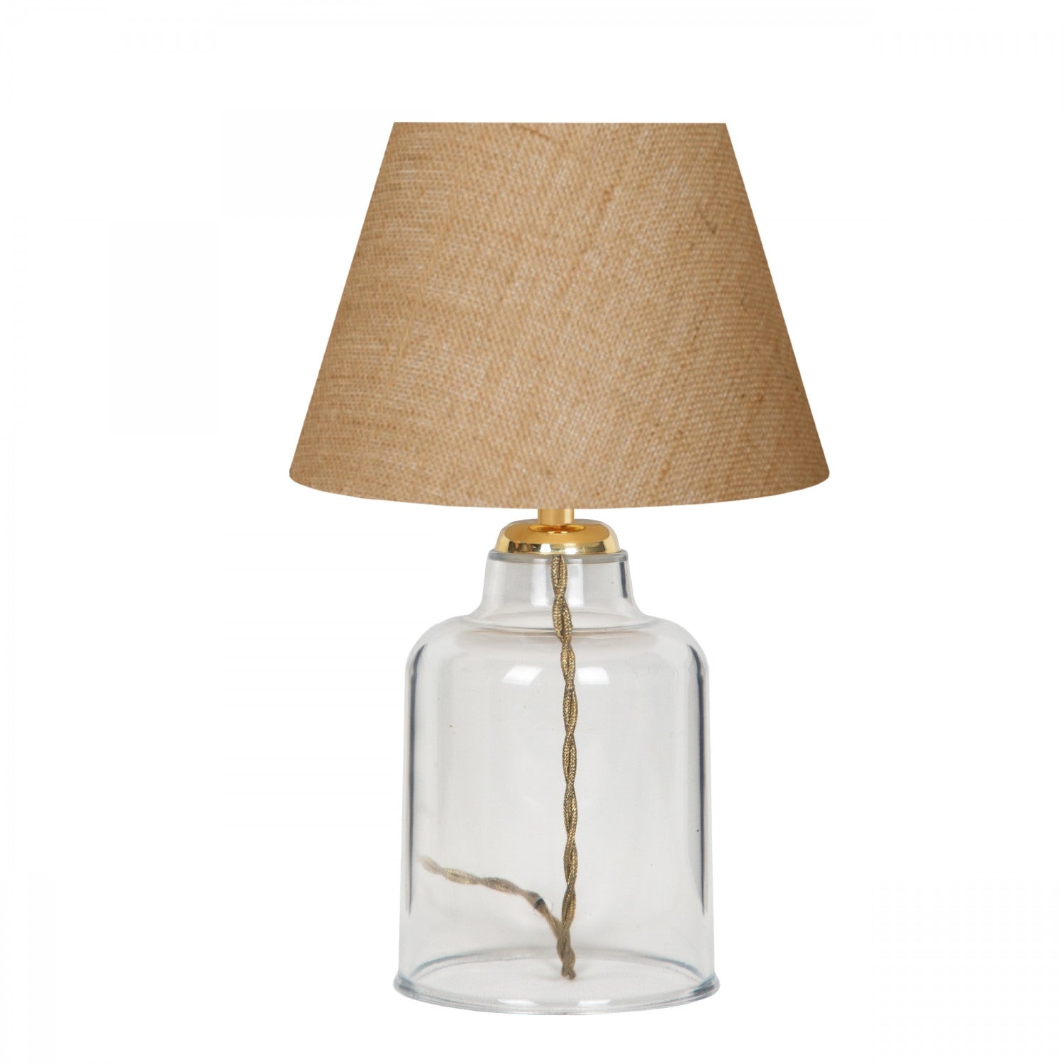 Lampe à poser Meshna H30cm Transparent et Tissu Blanc crème