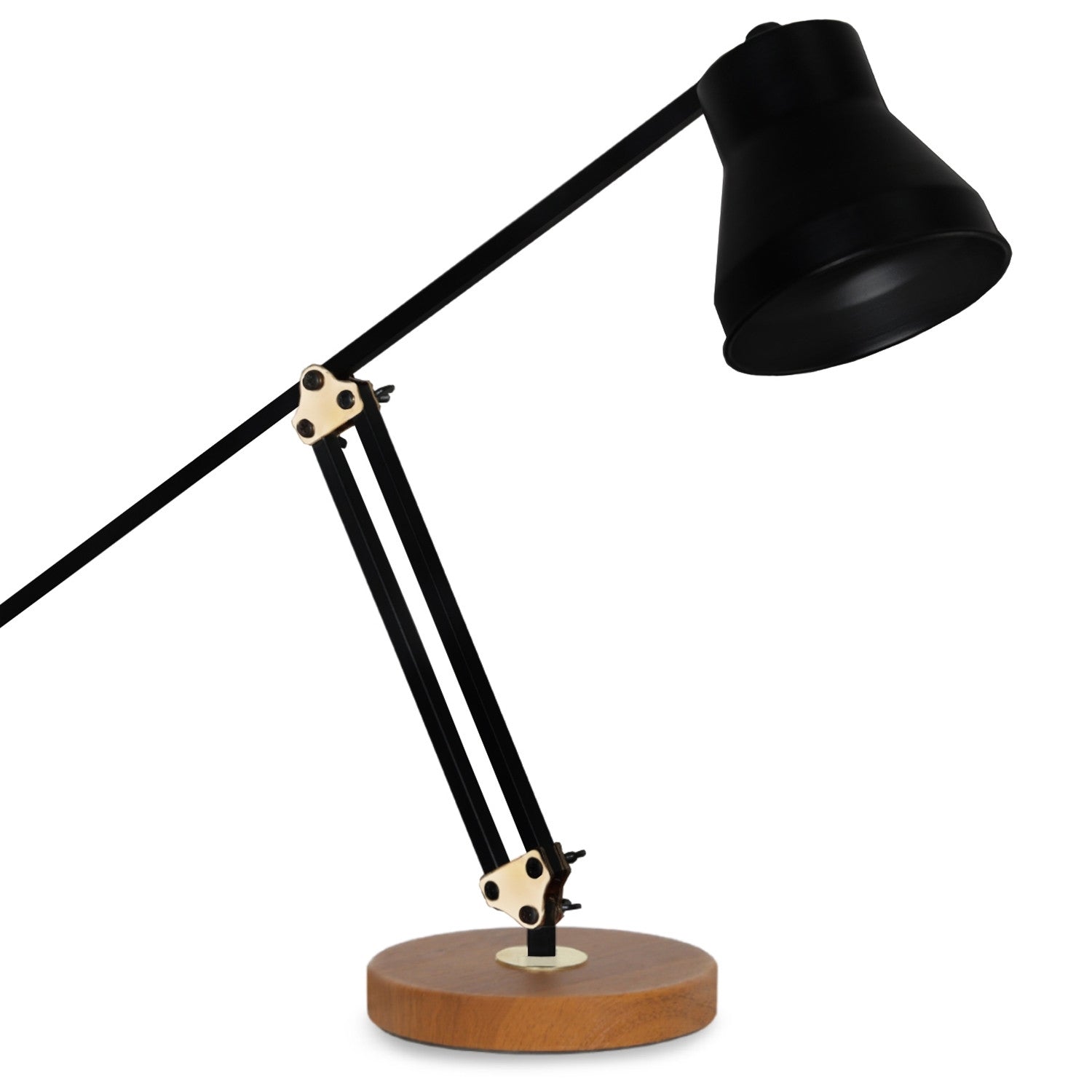 Lampe à poser réglable Souzac H45cm Métal Noir et Bois Naturel