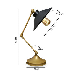 Lampe à poser réglable Tera H34cm Métal Or et Noir