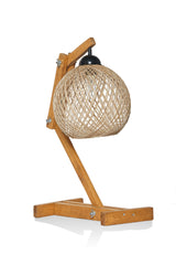 Lampe à poser réglable Zirto H50cm Pin massif Marron et Jute Beige