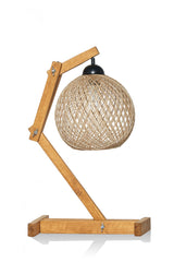 Lampe à poser réglable Zirto H50cm Pin massif Marron et Jute Beige