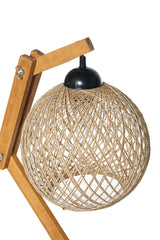 Lampe à poser réglable Zirto H50cm Pin massif Marron et Jute Beige