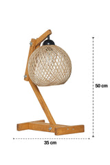 Lampe à poser réglable Zirto H50cm Pin massif Marron et Jute Beige