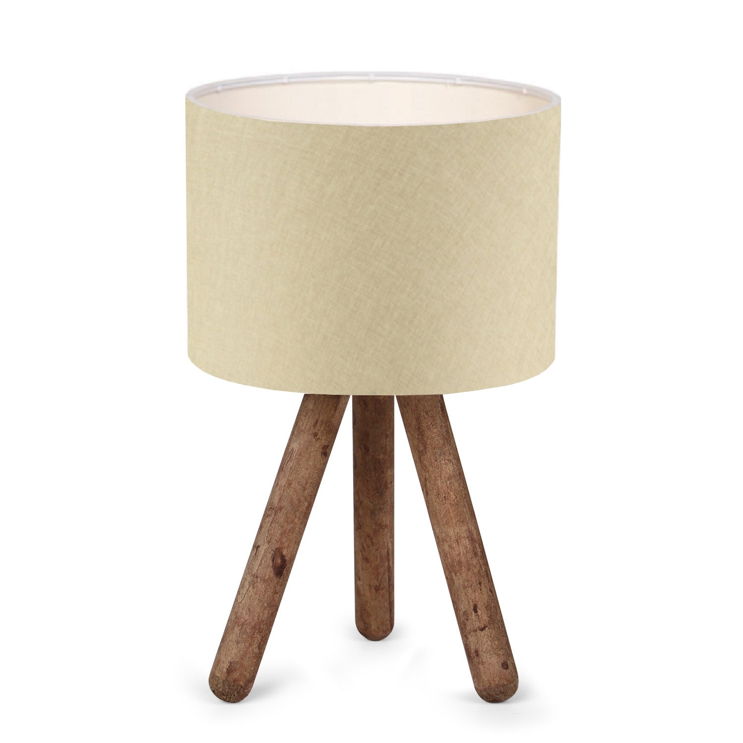 Lampe à Poser Scandinave Trépied Zelroy Bois et Abat-jour Beige