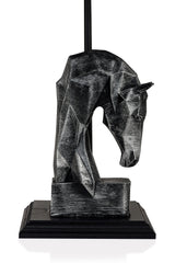 Lampe à poser tête de cheval géométrique Replico D24xH50cm Tissu Noir et Métal Noir