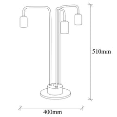 Lampe à poser tiges L 3 lampes Bacchio 51cm Métal Noir