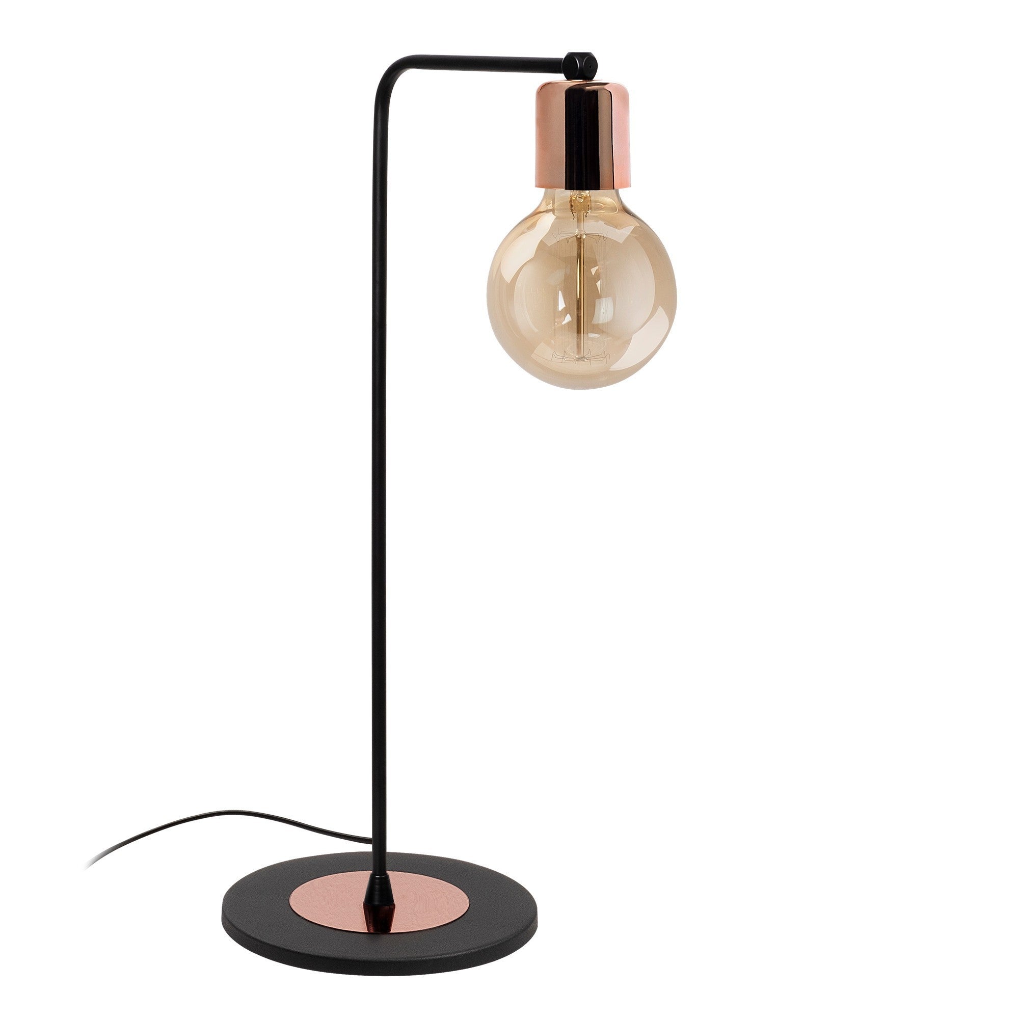 Lampe de table Ariadna 28cm Métal Noir et Or rose