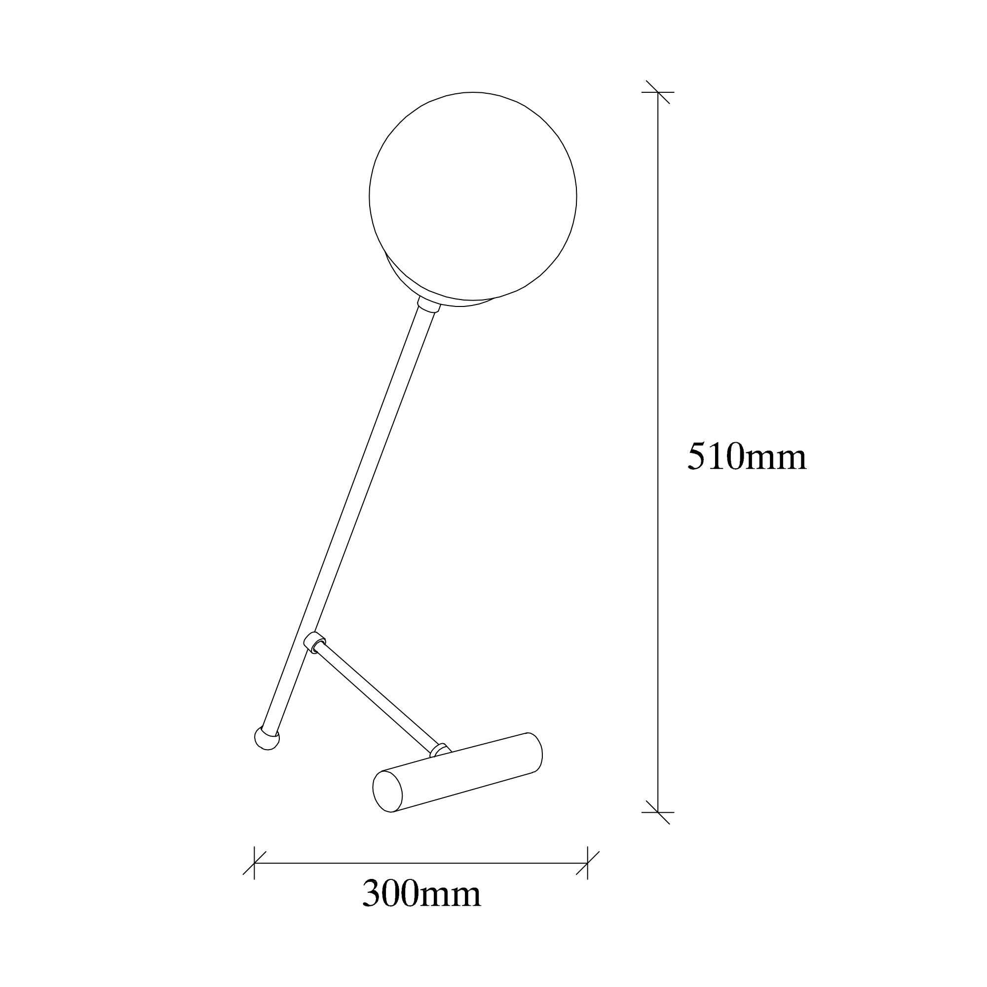 Lampe de table contrepoids maillet Bulla 51cm Métal Blanc et Verre Opale