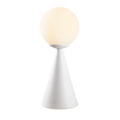 Lampe de table pion Solitum H43cm Métal Blanc et Verre Opale