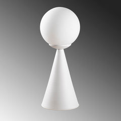 Lampe de table pion Solitum H43cm Métal Blanc et Verre Opale