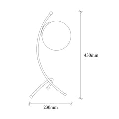 Lampe de table trépied arcs Bulla 43cm Verre Blanc et Métal Or rose