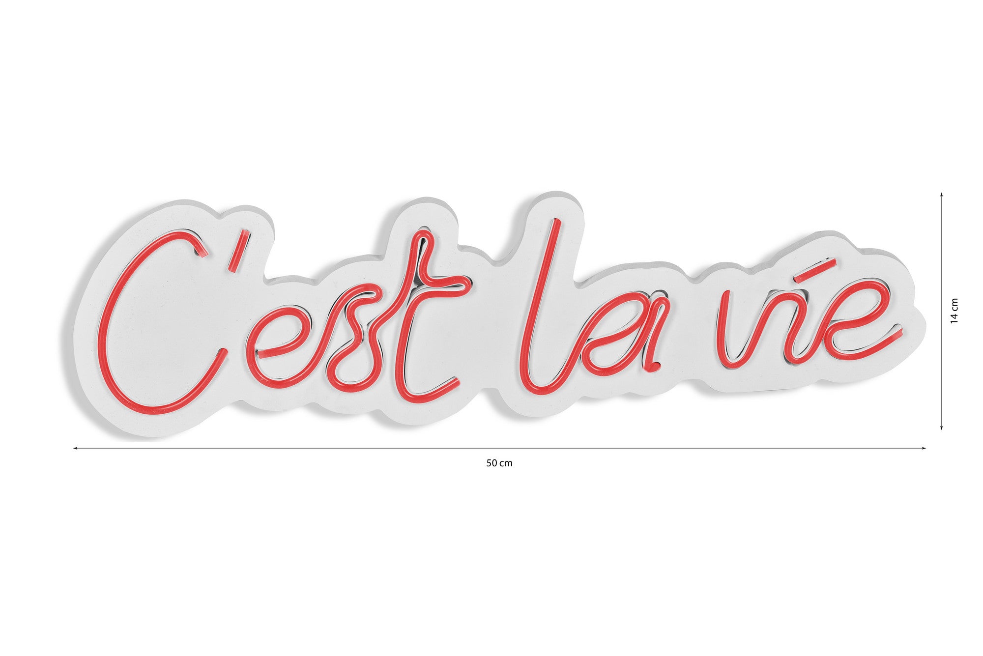 Lettrage mural Lucendi L52xH14cm "C'est la vie" Néon Rouge