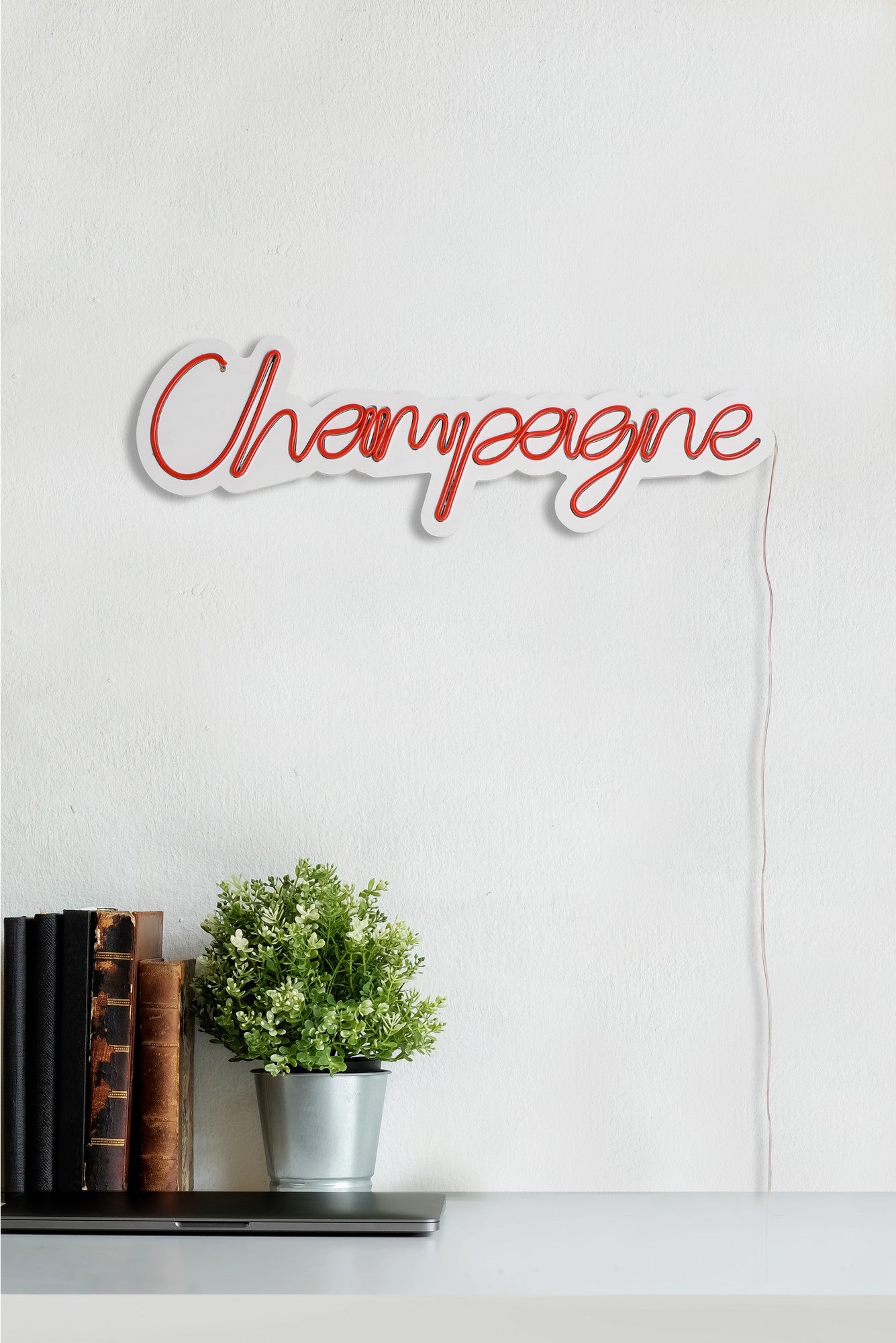 Lettrage mural Lucendi L60xH19cm "Champagne" Néon Rouge