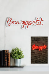 Lettrage mural Lucendi L64xH20cm "Bon Appétit" Néon Rouge