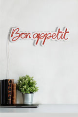 Lettrage mural Lucendi L64xH20cm "Bon Appétit" Néon Rouge