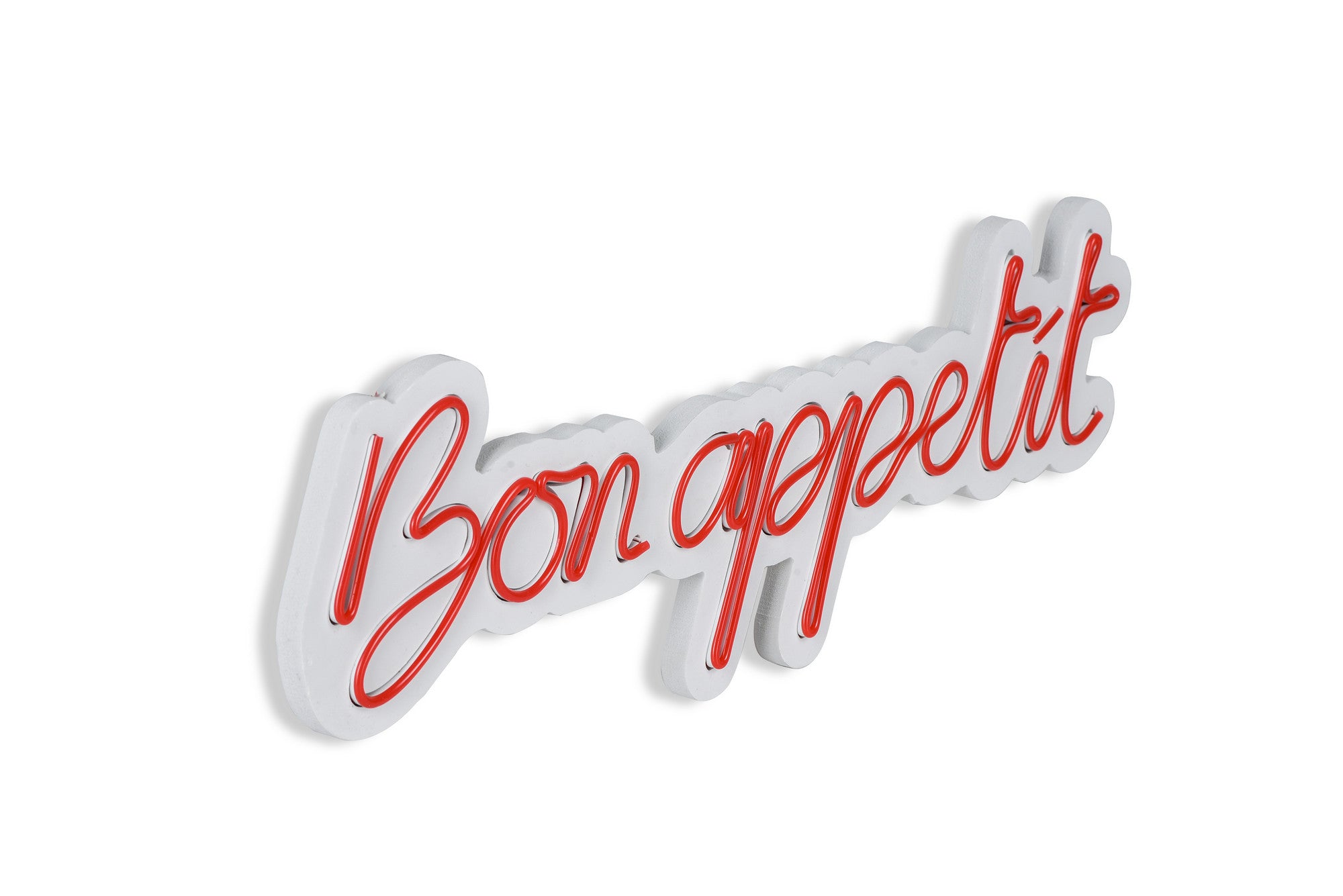 Lettrage mural Lucendi L64xH20cm "Bon Appétit" Néon Rouge